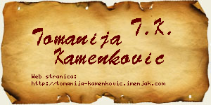 Tomanija Kamenković vizit kartica